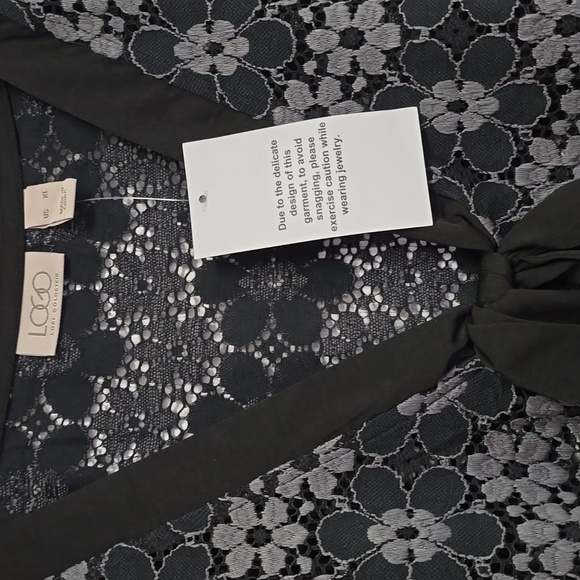 Brand New LOGO by Laurie Goldstein Grey and Black Floral Lace Cardigan. Size XL - Picture 5 of 7